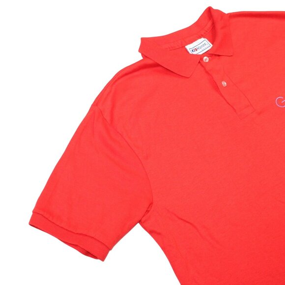 Vintage Hanes Mens Large 2 Button 50/50 Red Polo Shirt Made USA Preppy Shirt - Picture 7 of 9